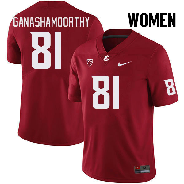 Women #81 Branden Ganashamoorthy Washington State Cougars College Football Jerseys Stitched Sale-Cri